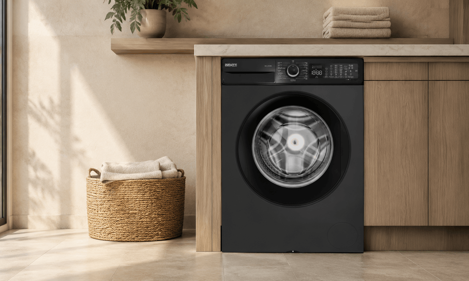 LAVE LINGE POSE LIBRE INFINITY 9 KG / 1400 TOURS / 15 PROGRAMMES / MOTEUR INVERTER / COULEUR BLACK MATT